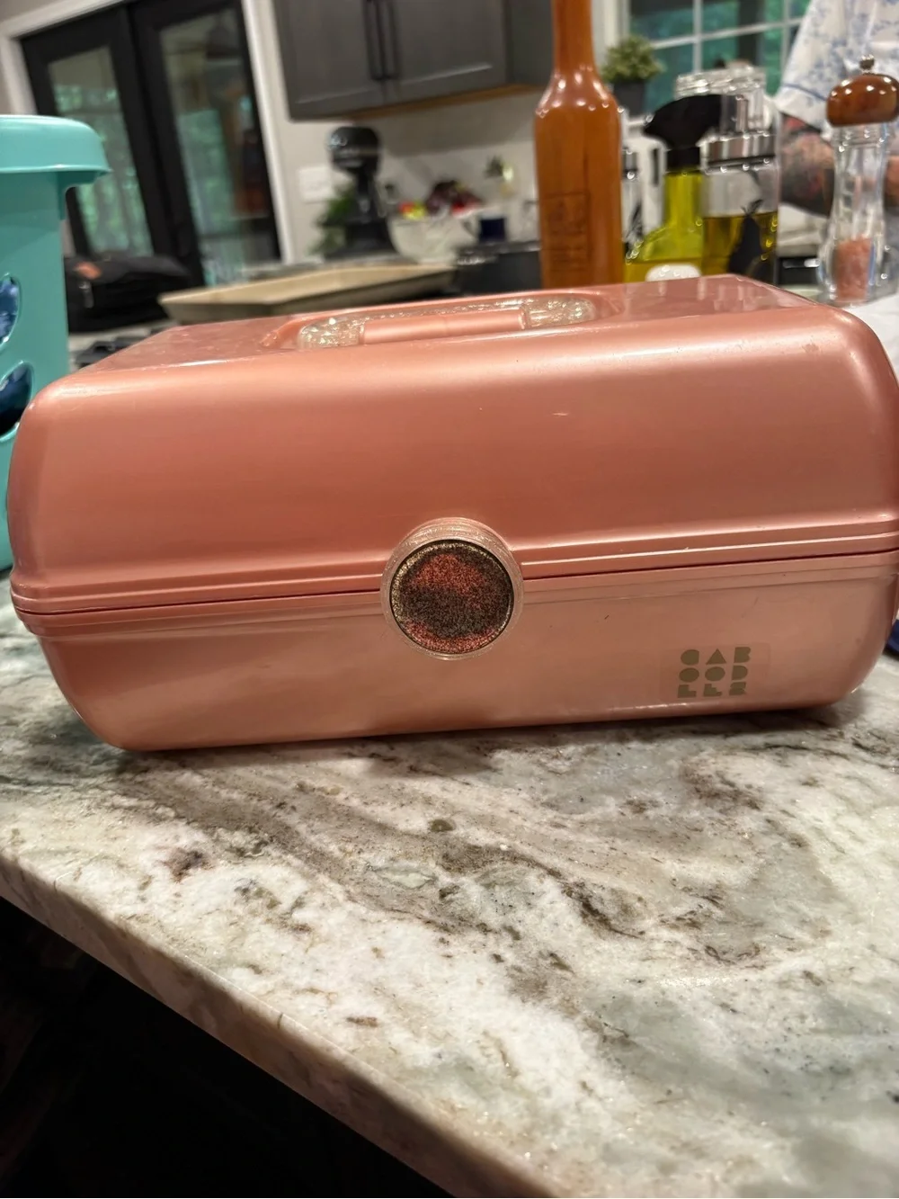 Caboodles Coral Pink Cosmetic Case with Mirror and Compartments
